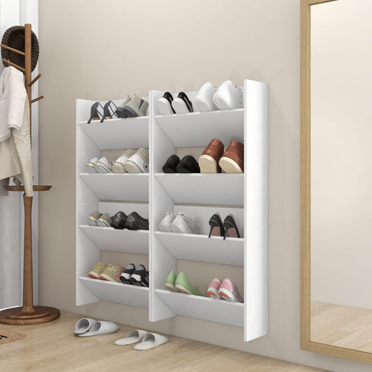 Wall Shoe Cabinets 4 pcs White 60x18x60 cm Engineered Wood