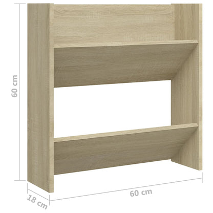Wall Shoe Cabinet Sonoma Oak 60x18x60 cm Engineered Wood