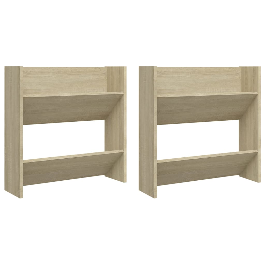 Wall Shoe Cabinets 2 pcs Sonoma Oak 60x18x60cm Engineered Wood