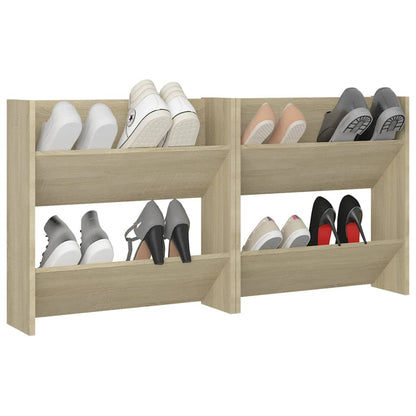 Wall Shoe Cabinets 2 pcs Sonoma Oak 60x18x60cm Engineered Wood