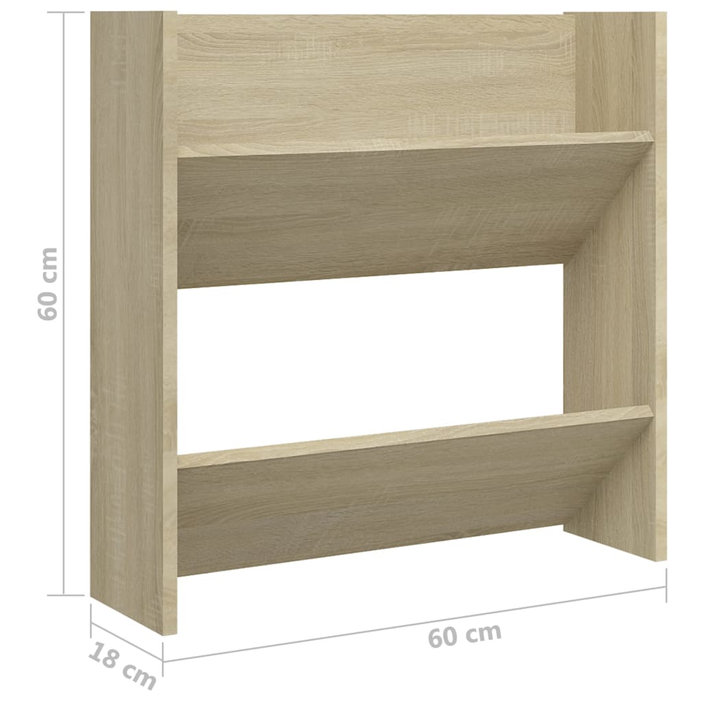 Wall Shoe Cabinets 2 pcs Sonoma Oak 60x18x60cm Engineered Wood