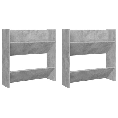 Wall Shoe Cabinets 2 pcs Concrete Grey 60x18x60 cm Engineered Wood
