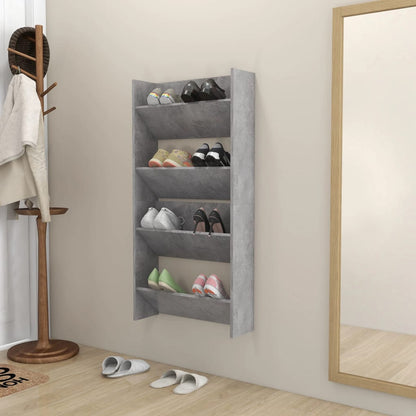 Wall Shoe Cabinets 2 pcs Concrete Grey 60x18x60 cm Engineered Wood