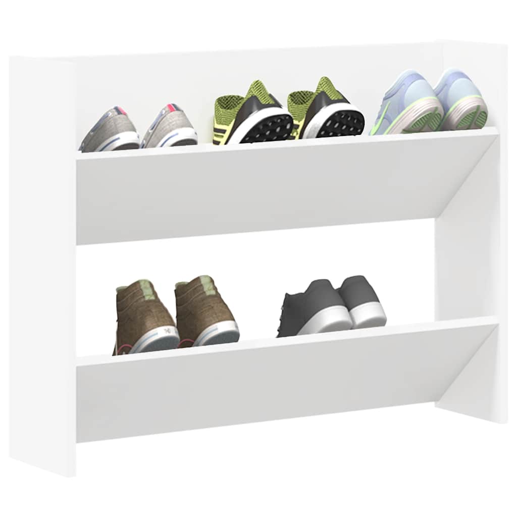 Wall Shoe Cabinet White 80x18x60 cm Engineered Wood