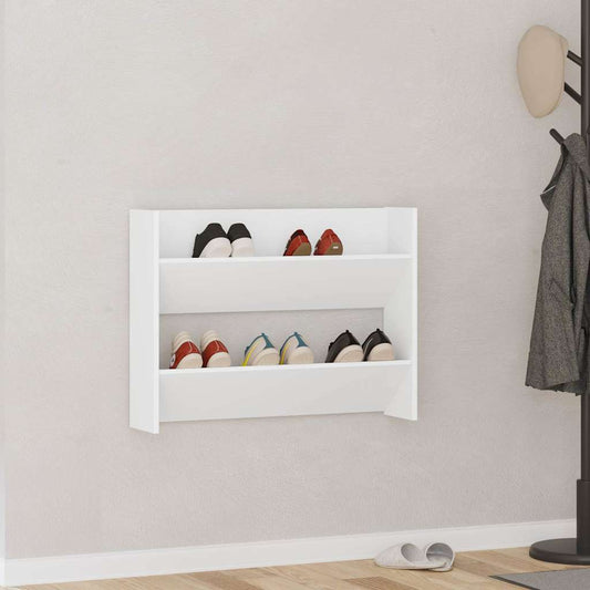 Wall Shoe Cabinet White 80x18x60 cm Engineered Wood