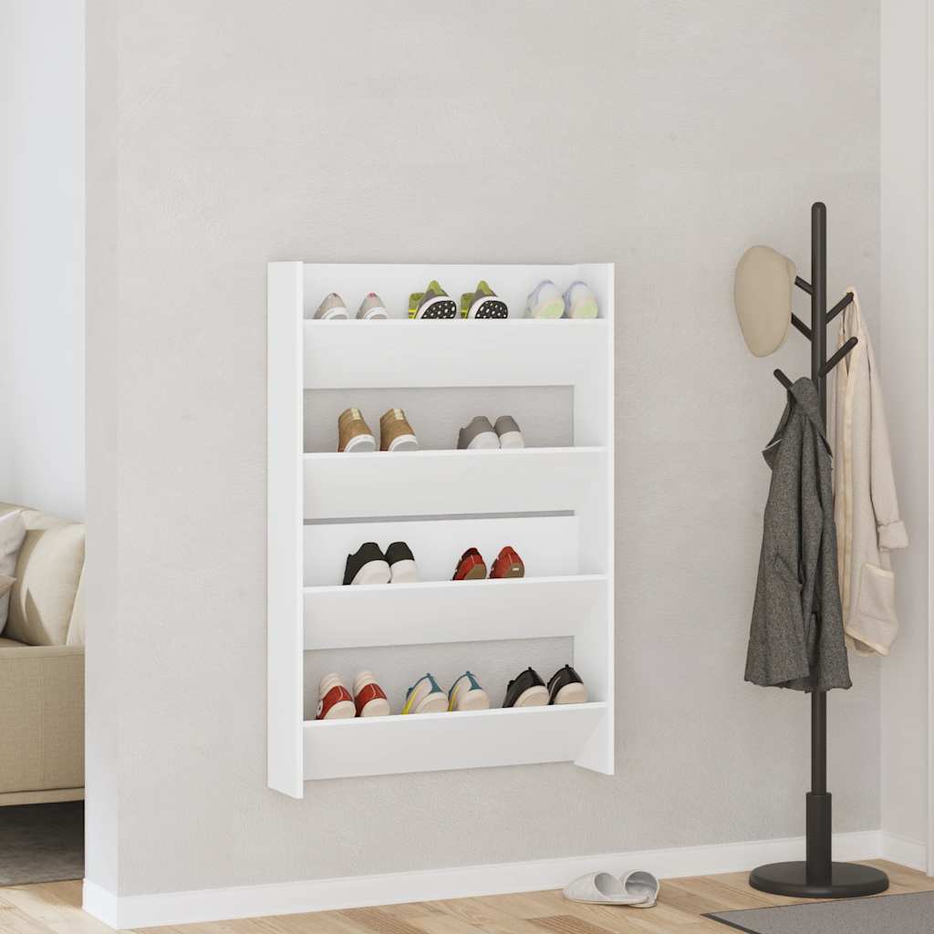 Wall Shoe Cabinet 2 pcs White 80x18x60 cm Engineered Wood