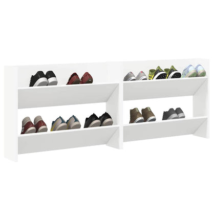 Wall Shoe Cabinet 2 pcs White 80x18x60 cm Engineered Wood