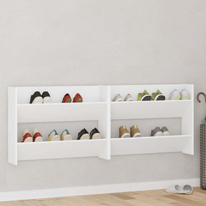 Wall Shoe Cabinet 2 pcs White 80x18x60 cm Engineered Wood