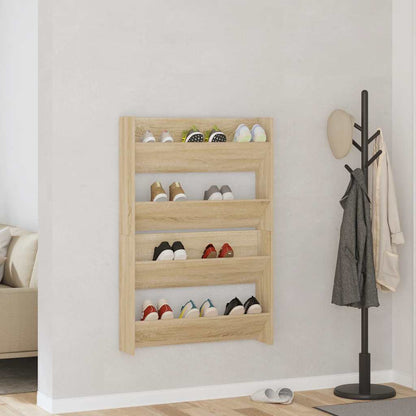 Wall Shoe Cabinets 2 pcs Sonoma Oak 80x18x60cm Engineered Wood