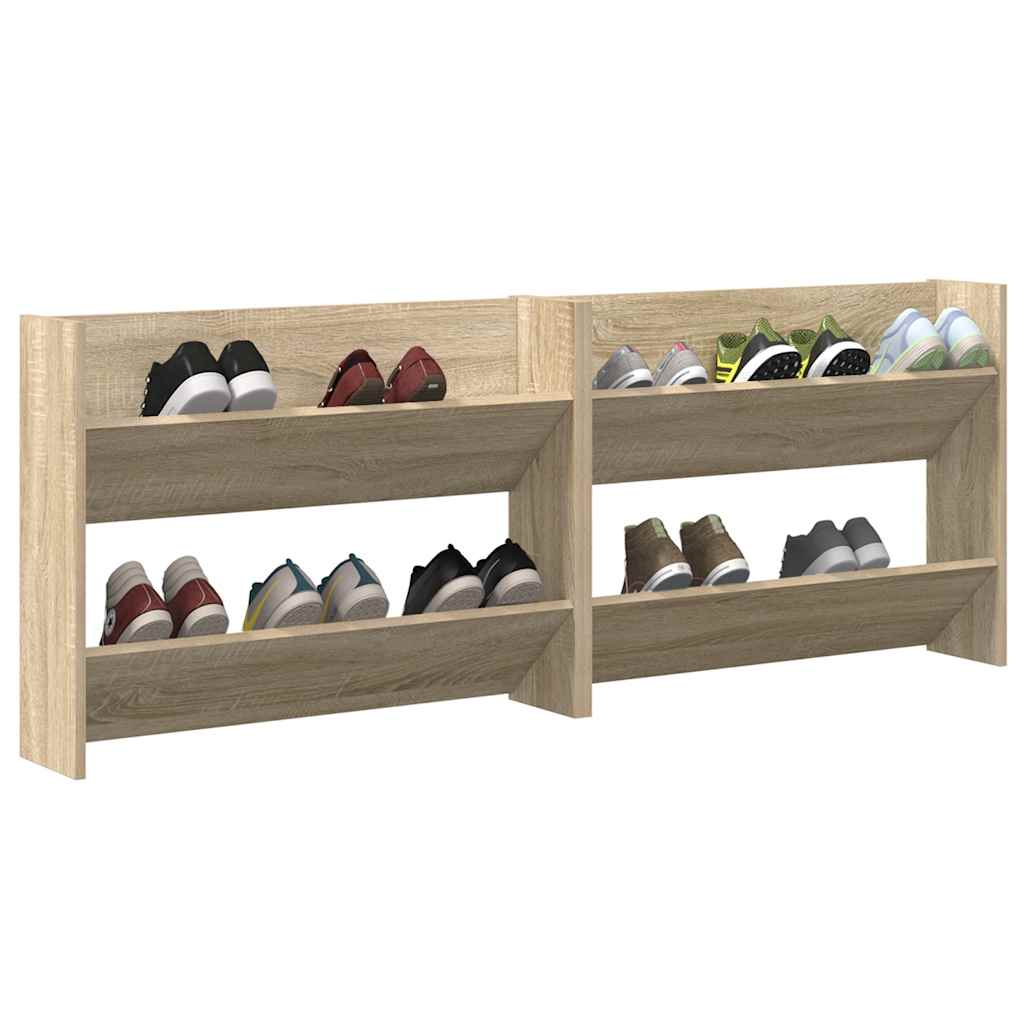 Wall Shoe Cabinets 2 pcs Sonoma Oak 80x18x60cm Engineered Wood