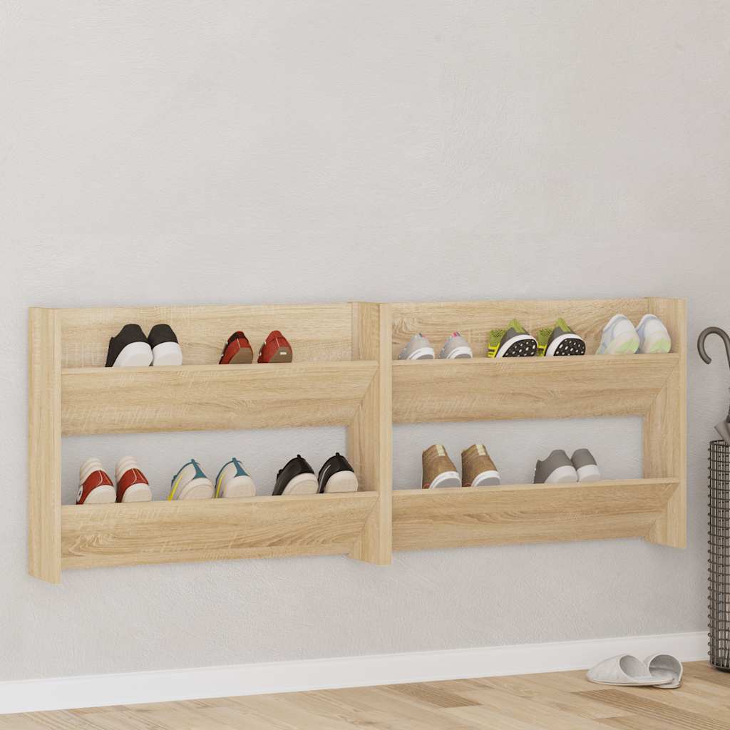 Wall Shoe Cabinets 2 pcs Sonoma Oak 80x18x60cm Engineered Wood
