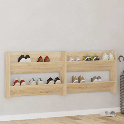 Wall Shoe Cabinets 2 pcs Sonoma Oak 80x18x60cm Engineered Wood
