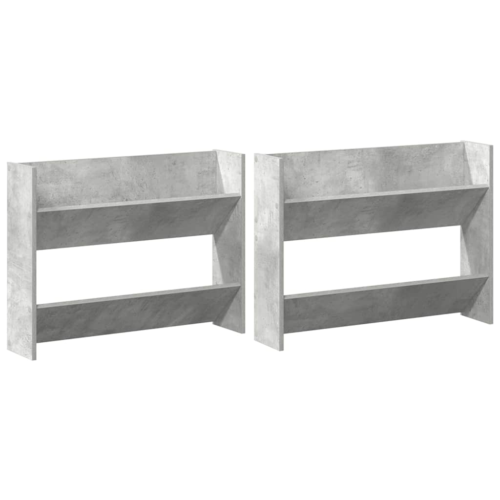 Wall Shoe Cabinets 2 pcs Concrete Grey 80x18x60 cm Engineered Wood