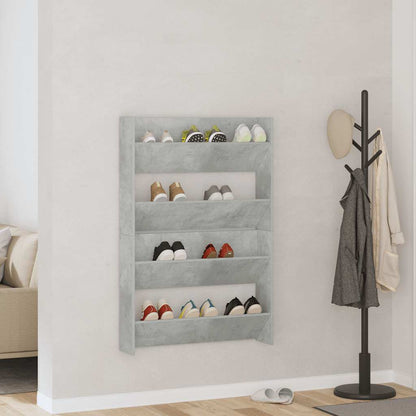 Wall Shoe Cabinets 2 pcs Concrete Grey 80x18x60 cm Engineered Wood