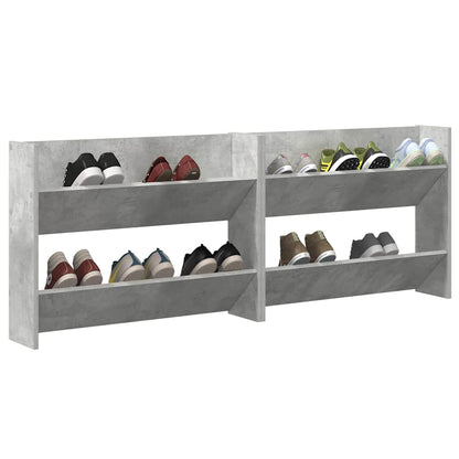 Wall Shoe Cabinets 2 pcs Concrete Grey 80x18x60 cm Engineered Wood