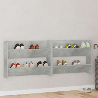 Wall Shoe Cabinets 2 pcs Concrete Grey 80x18x60 cm Engineered Wood