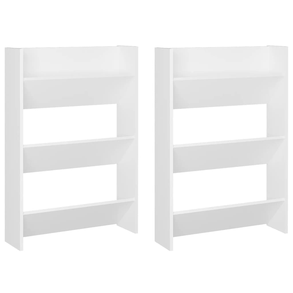 Wall Shoe Cabinets 2 pcs  White 60x18x90 cm Engineered Wood