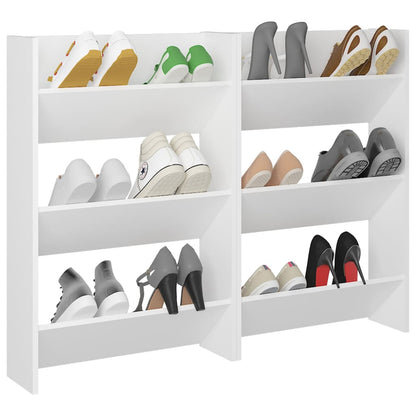 Wall Shoe Cabinets 2 pcs  White 60x18x90 cm Engineered Wood