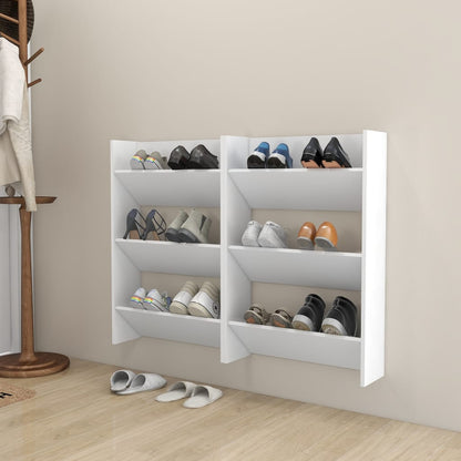 Wall Shoe Cabinets 2 pcs  White 60x18x90 cm Engineered Wood