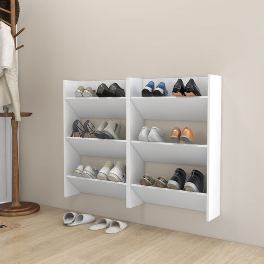 Wall Shoe Cabinets 2 pcs  White 60x18x90 cm Engineered Wood