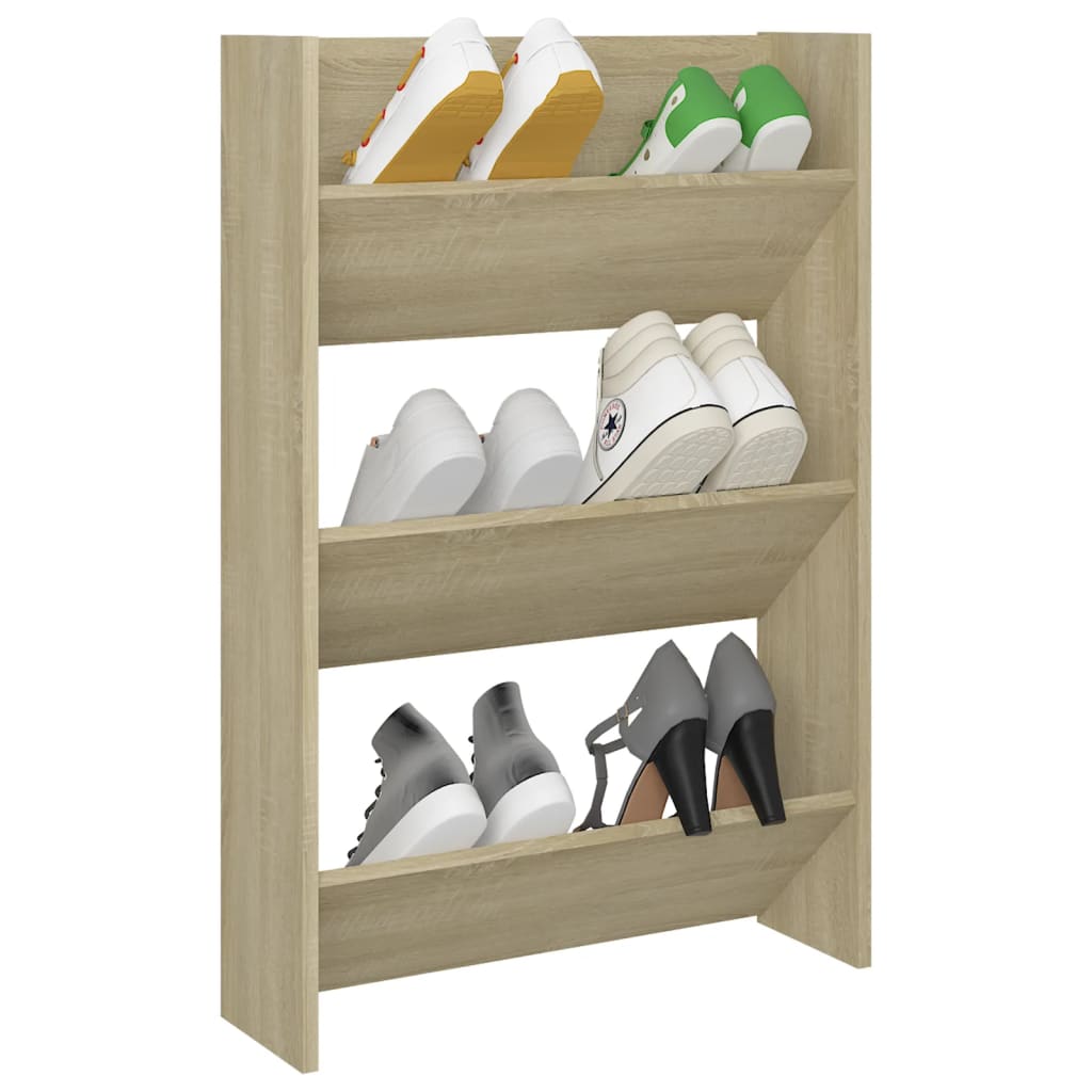 Wall Shoe Cabinet Sonoma Oak 60x18x90 cm Engineered Wood