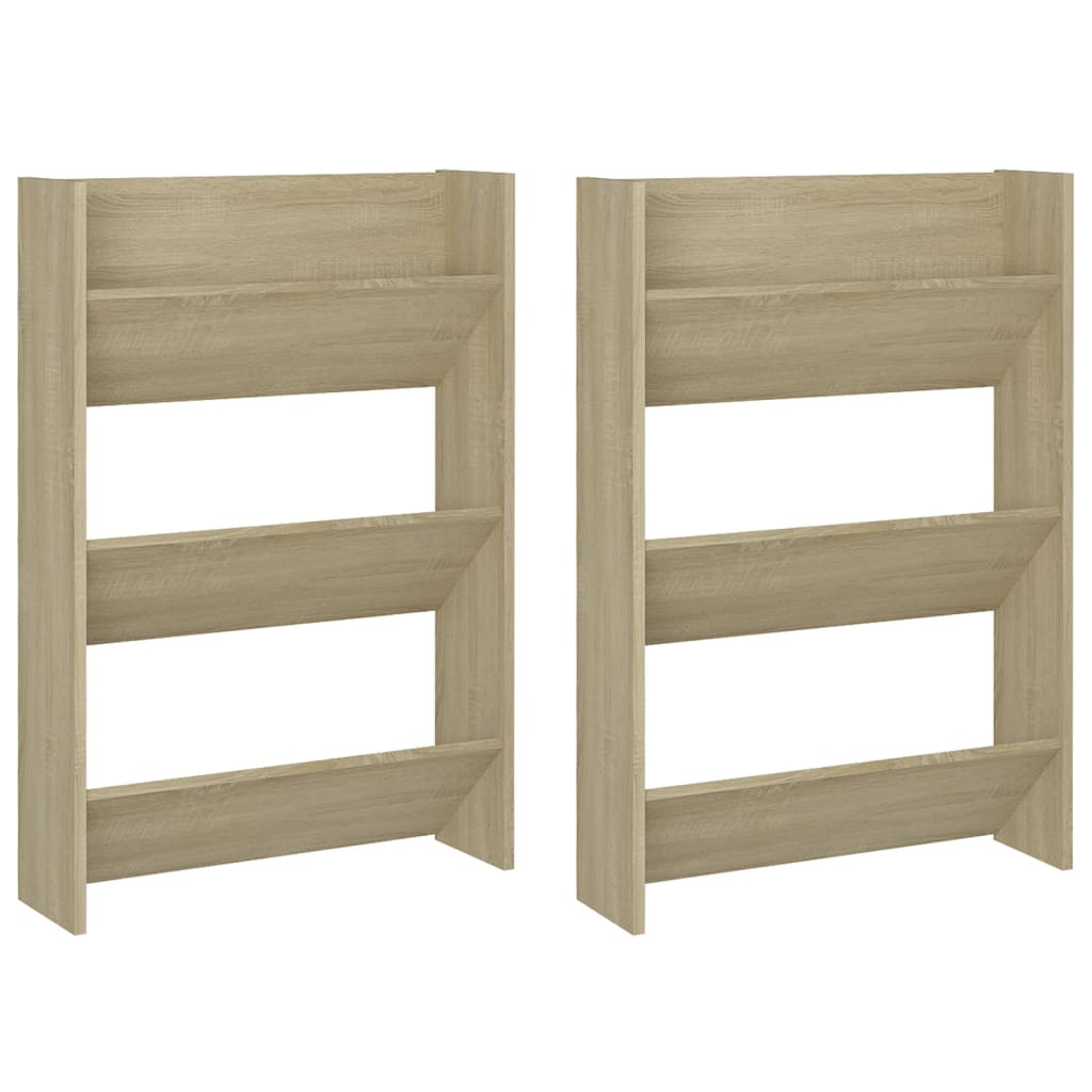 Wall Shoe Cabinets 2 pcs  Sonoma Oak 60x18x90 cm Engineered Wood