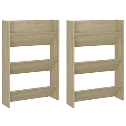 Wall Shoe Cabinets 2 pcs  Sonoma Oak 60x18x90 cm Engineered Wood