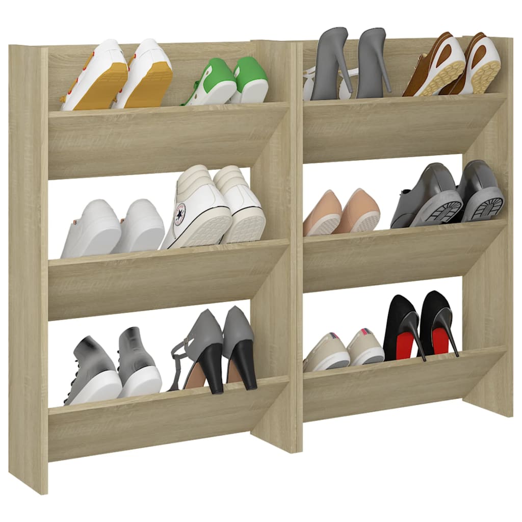 Wall Shoe Cabinets 2 pcs  Sonoma Oak 60x18x90 cm Engineered Wood