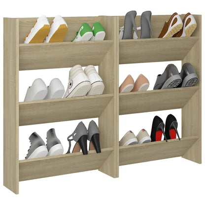 Wall Shoe Cabinets 2 pcs  Sonoma Oak 60x18x90 cm Engineered Wood