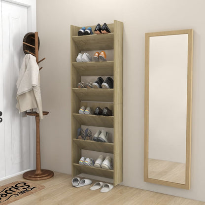 Wall Shoe Cabinets 2 pcs  Sonoma Oak 60x18x90 cm Engineered Wood