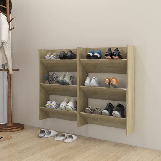 Wall Shoe Cabinets 2 pcs  Sonoma Oak 60x18x90 cm Engineered Wood
