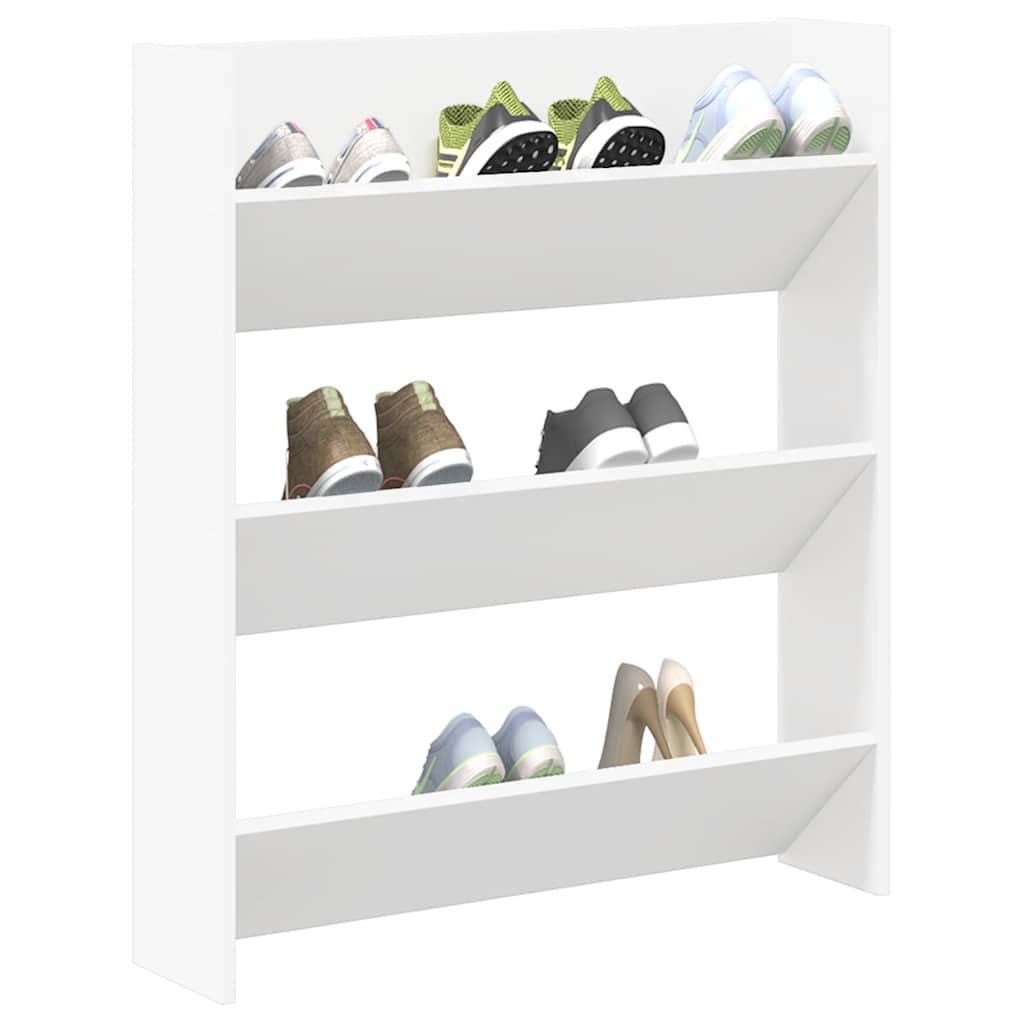Wall Shoe Cabinet White 80x18x90 cm Engineered Wood