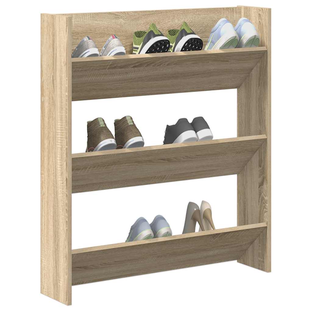 Wall Shoe Cabinet Sonoma Oak 80x18x90 cm Engineered Wood