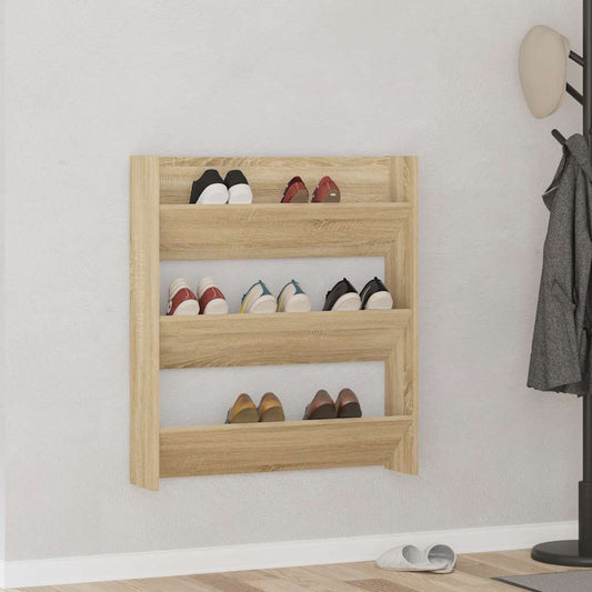 Wall Shoe Cabinet Sonoma Oak 80x18x90 cm Engineered Wood