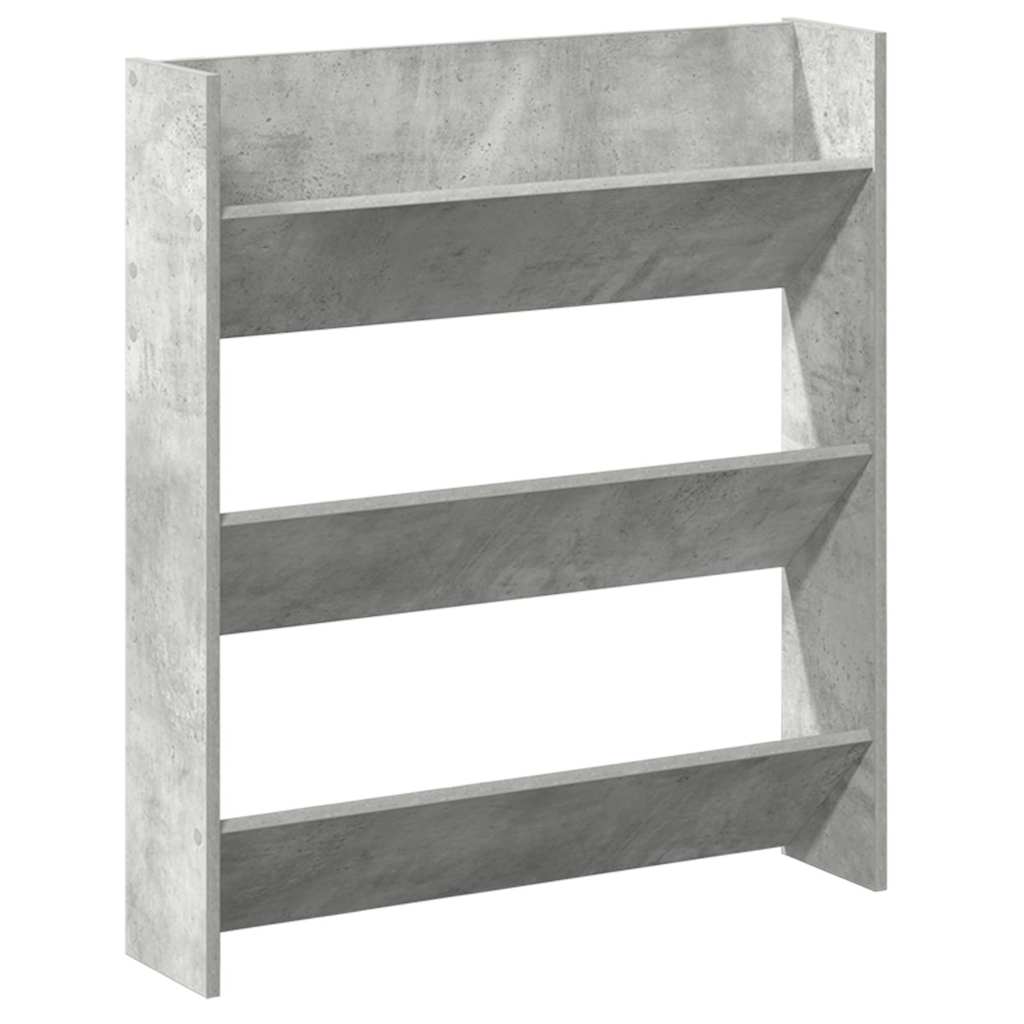 Wall Shoe Cabinet Concrete Grey 80x18x90 cm Engineered Wood