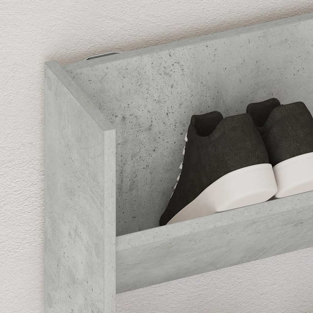 Wall Shoe Cabinet Concrete Grey 80x18x90 cm Engineered Wood