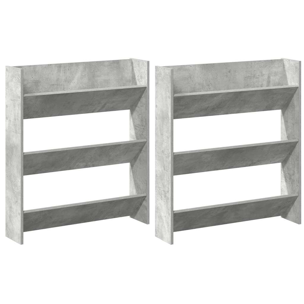 Wall Shoe Cabinets 2 pcs  Concrete Grey 80x18x90 cm Engineered Wood