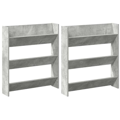 Wall Shoe Cabinets 2 pcs  Concrete Grey 80x18x90 cm Engineered Wood