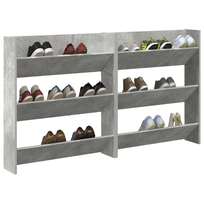 Wall Shoe Cabinets 2 pcs  Concrete Grey 80x18x90 cm Engineered Wood