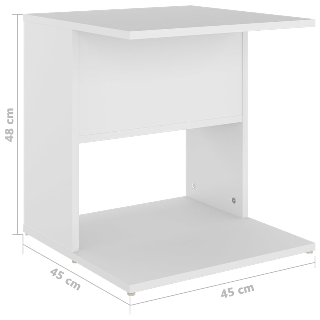 Side Table White 45x45x48 cm Engineered Wood