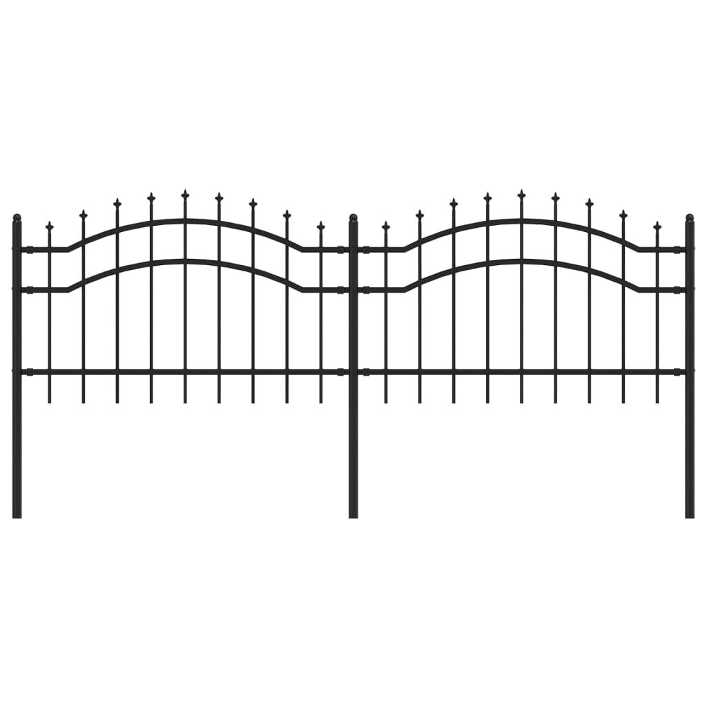 Garden Fence with Spear Top Black 239x75 cm Powder-coated Steel