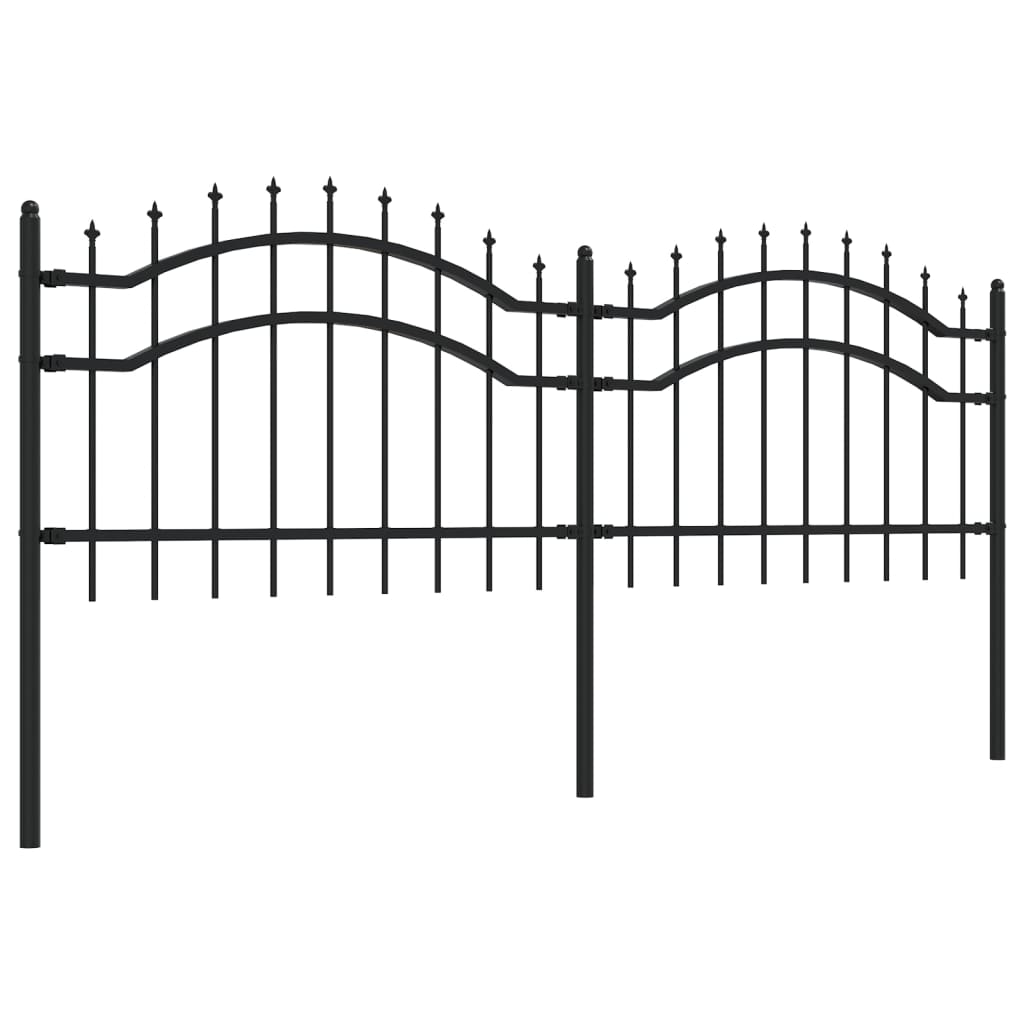 Garden Fence with Spear Top Black 239x75 cm Powder-coated Steel