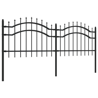 Garden Fence with Spear Top Black 239x75 cm Powder-coated Steel