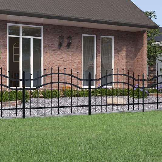 Garden Fence with Spear Top Black 239x75 cm Powder-coated Steel