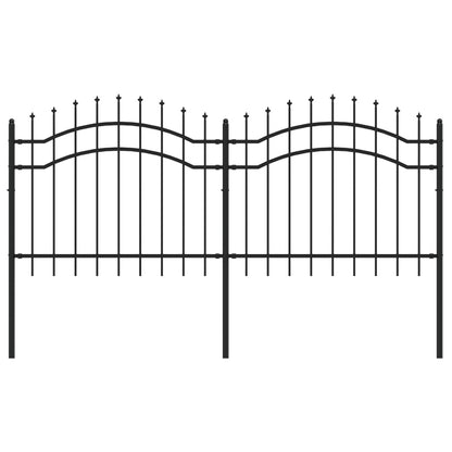 Garden Fence with Spear Top Black 239x100 cm Powder-coated Steel