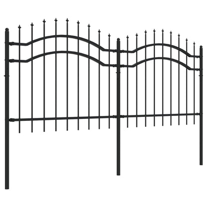 Garden Fence with Spear Top Black 239x100 cm Powder-coated Steel