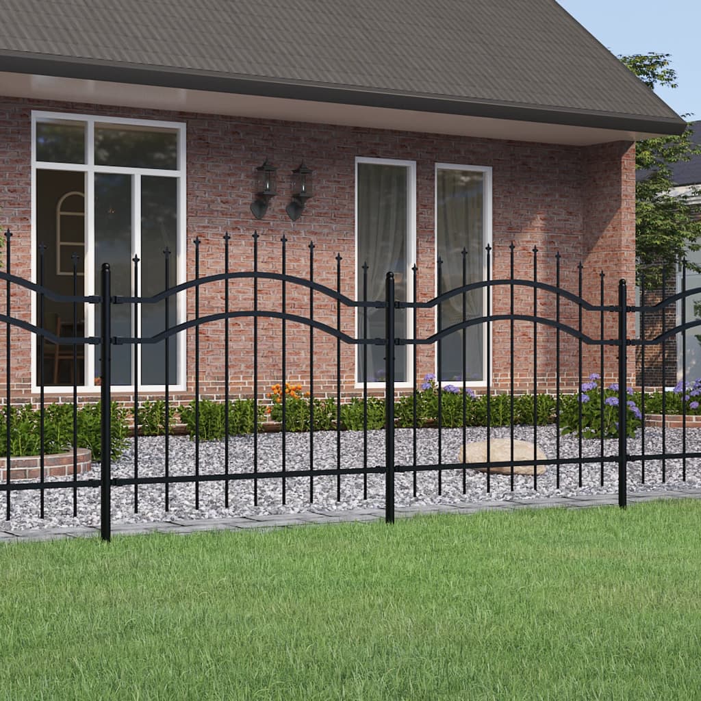 Garden Fence with Spear Top Black 239x100 cm Powder-coated Steel