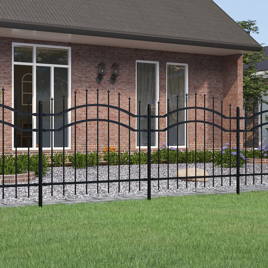 Garden Fence with Spear Top Black 239x100 cm Powder-coated Steel