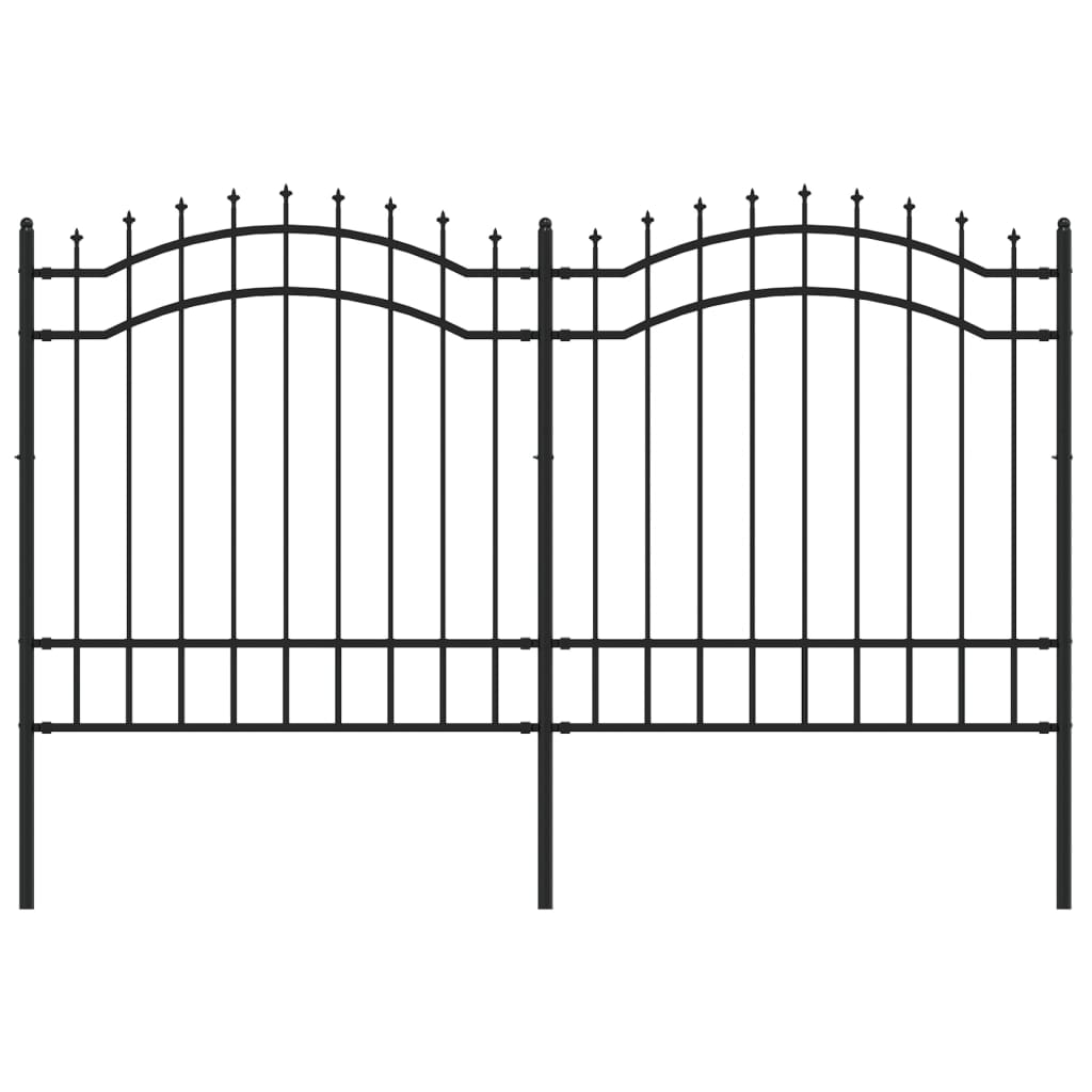 Garden Fence with Spear Top Black 239x125 cm Powder-coated Steel
