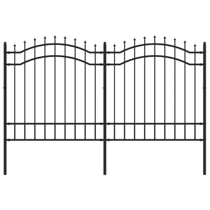 Garden Fence with Spear Top Black 239x125 cm Powder-coated Steel